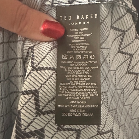 Ted Baker London Ionaaa Zig Zag Navy Stretch Woven Midi Dress Women’s 3 Casual - Picture 11 of 11